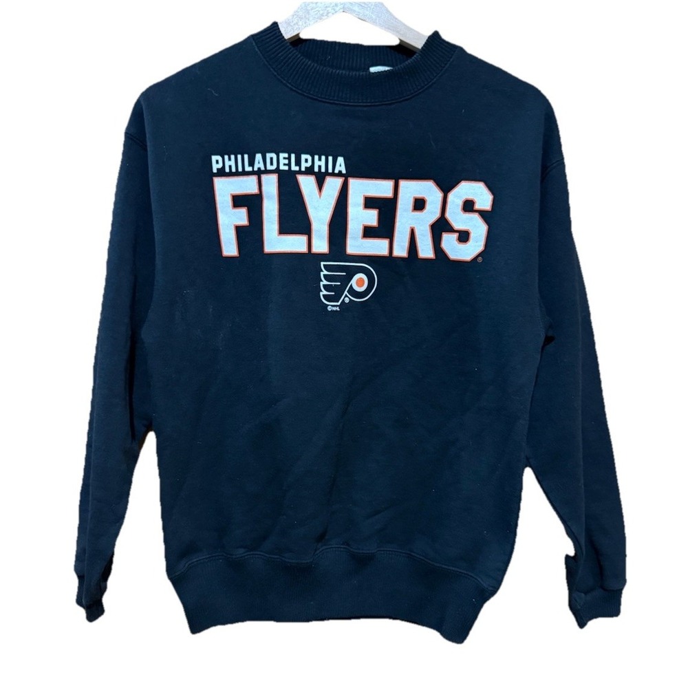 Vintage Philadelphia Flyers Sweatshirt Youth Medium Black CCM Center Ice‎ NHL